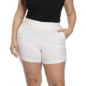 image:imageHDE Womens Plus Size Chino Shorts High Waisted 4 Inseam Summer Casual ShortsWhite