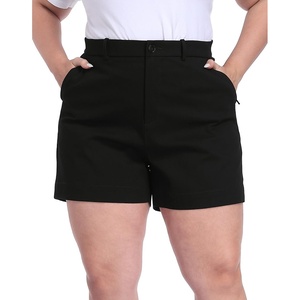 image:imageHDE Womens Plus Size Twill Chino Shorts 5 Inseam High Waisted Tailored Stretch Summer Casual Dress Short with Zipper PocketsBlack