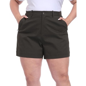 image:imageHDE Womens Plus Size Twill Chino Shorts 5 Inseam High Waisted Tailored Stretch Summer Casual Dress Short with Zipper PocketsCharcoal Gray