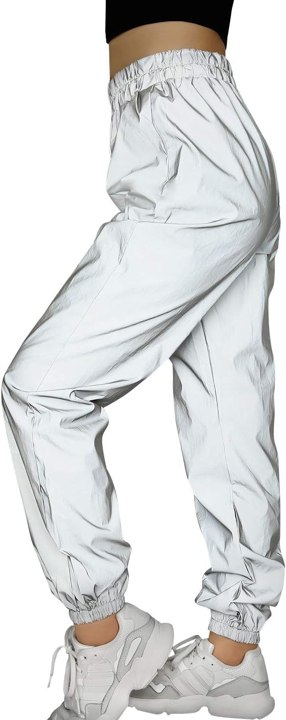 image:imageHDE Reflective Joggers Pants for Women High Visibility Jogger Windbreaker PantGray
