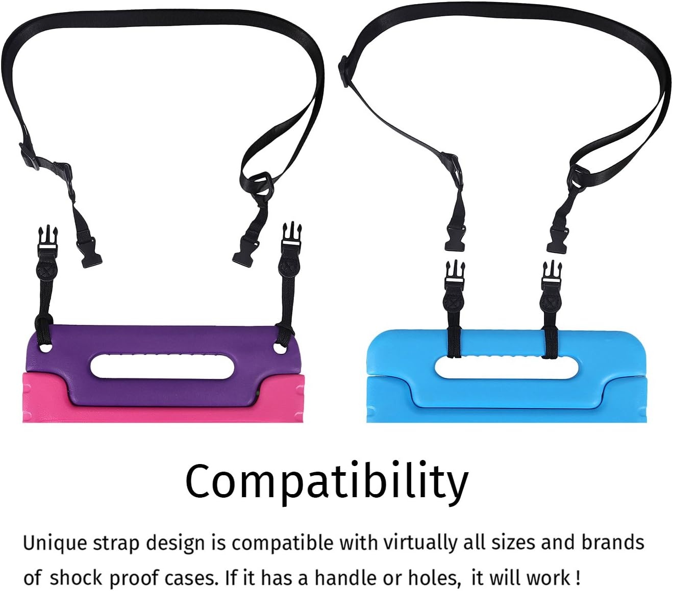image:imageHDE Shoulder Strap for Shockproof iPad Case Adjustable Carry Strap Compatible with all Shock Proof Apple iPad Cases for Kids Detachable Universal Design Transforms into a Car Headrest Mount