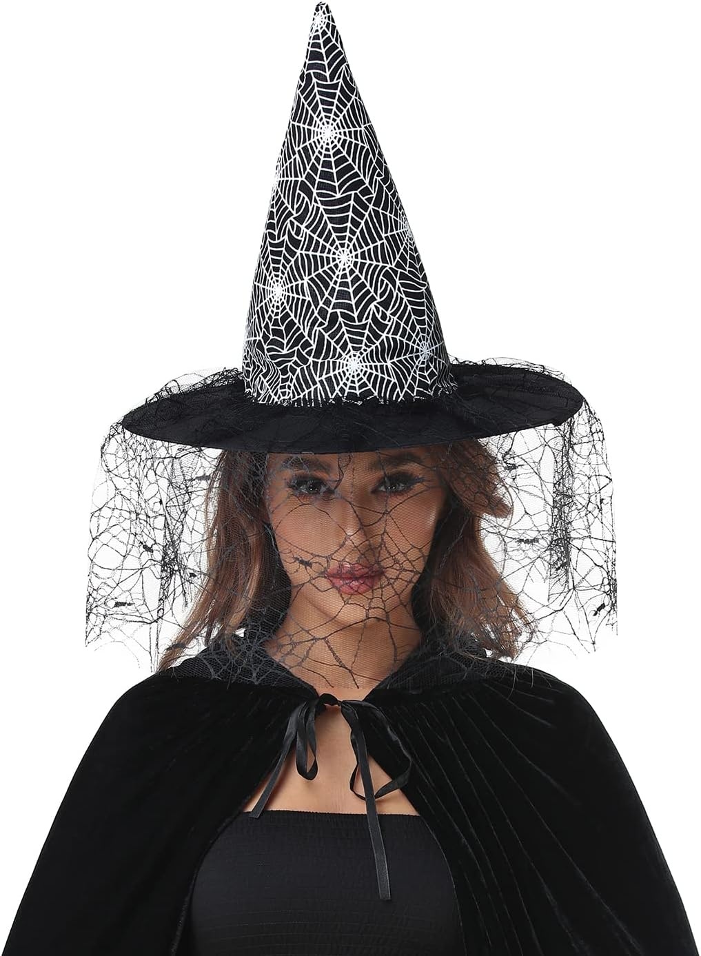 image:imageHDE Witch Hat Halloween Costume Cosplay Wicked Witch Accessory AdultSpider Web Lace