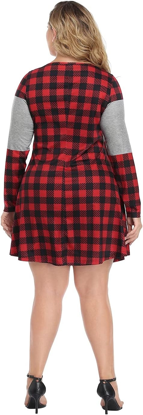 image:imageHDE Womens Plus Size Party Dress Ugly Christmas Sweater Long Sleeve Above Knee Skater Dress Fun Holiday Xmas Swing TunicXmas Truck