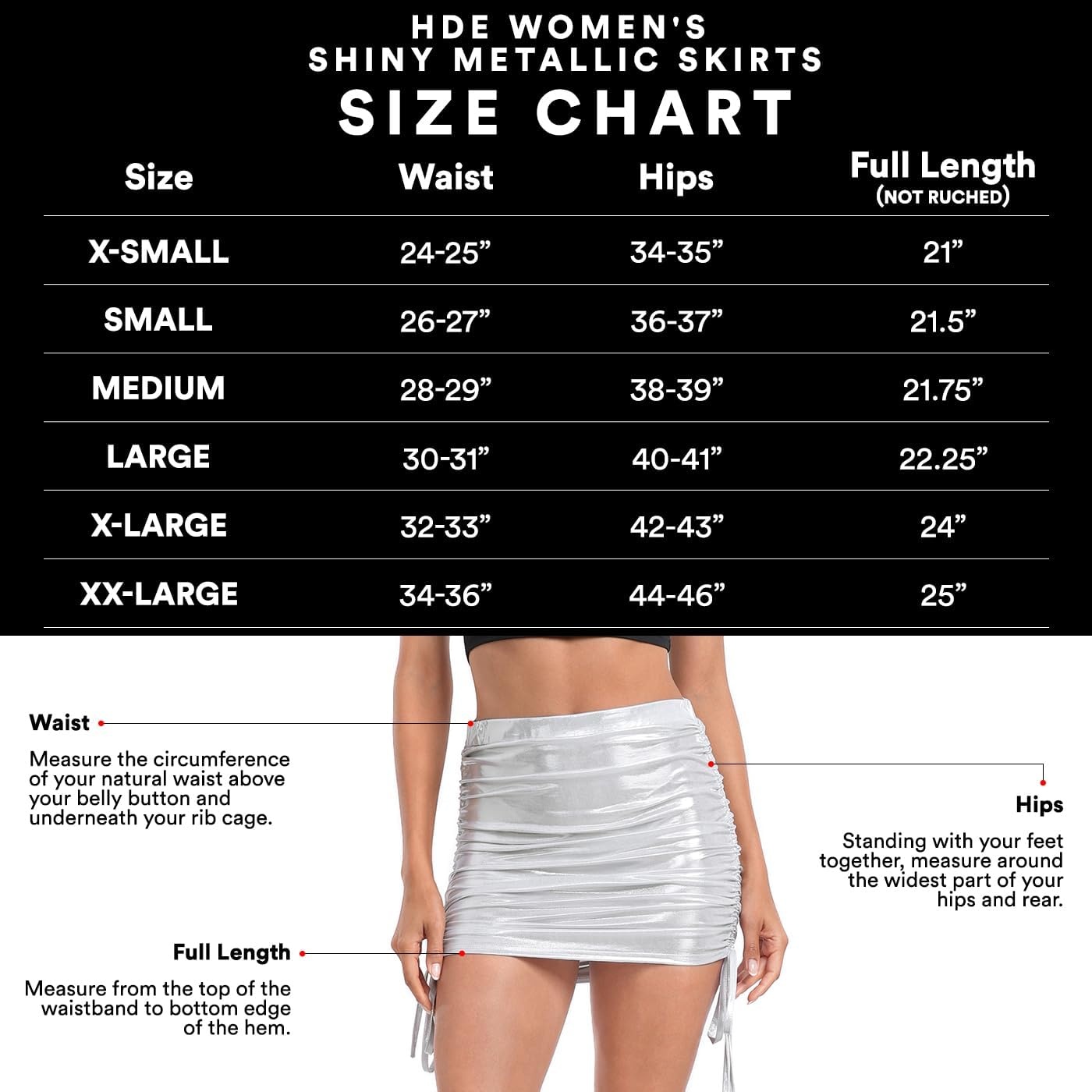 image:imageHDE Womens Shiny Metallic Skirt Drawstring Ruched Bodycon Mini SkirtsGold