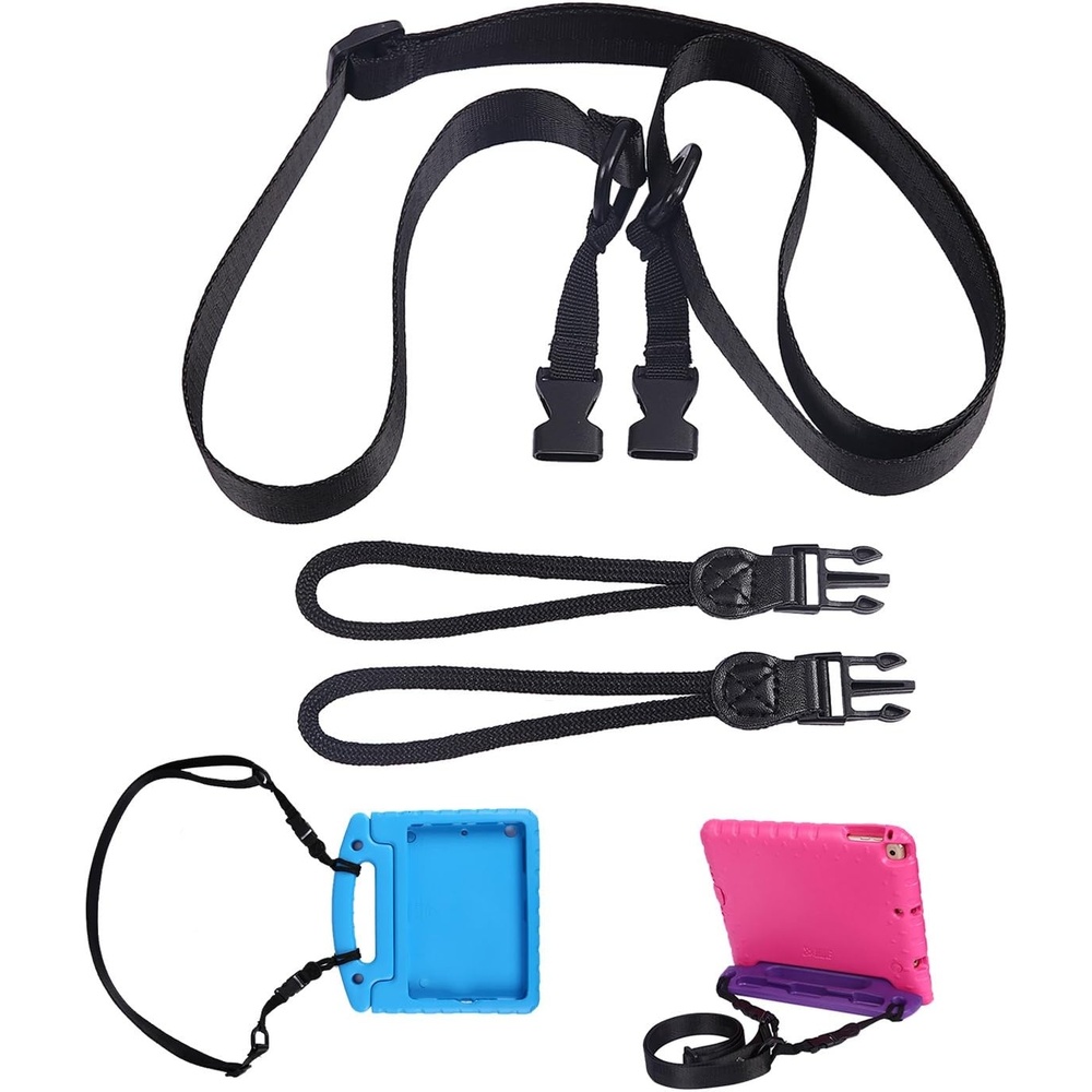 image:imageHDE Shoulder Strap for Shockproof iPad Case Adjustable Carry Strap Compatible with all Shock Proof Apple iPad Cases for Kids Detachable Universal Design Transforms into a Car Headrest Mount