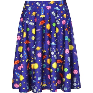 image:imageHDE Skirts for Women  Midi Skirt Skater Skirt Knee Length High Waist Fun PrintsMagic Outer Space