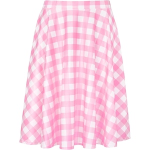 image:imageHDE Skirts for Women  Midi Skirt Skater Skirt Knee Length High Waist Fun PrintsPink Gingham