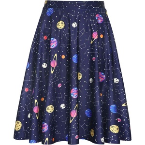 image:imageHDE Skirts for Women  Midi Skirt Skater Skirt Knee Length High Waist Fun PrintsSolar System
