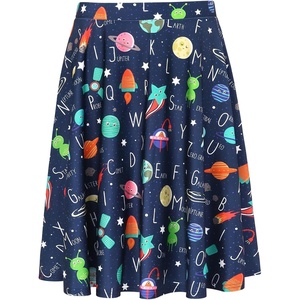 image:imageHDE Skirts for Women  Midi Skirt Skater Skirt Knee Length High Waist Fun PrintsSpace Alphabet
