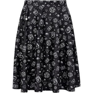 image:imageHDE Skirts for Women  Midi Skirt Skater Skirt Knee Length High Waist Fun PrintsWitch Spells
