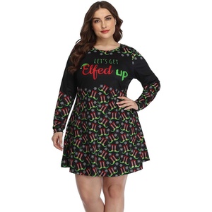 image:imageHDE Womens Plus Size Party Dress Ugly Christmas Sweater Long Sleeve Above Knee Skater Dress Fun Holiday Xmas Swing TunicElfed Up