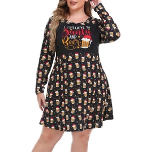 image:imageHDE Womens Plus Size Party Dress Ugly Christmas Sweater Long Sleeve Above Knee Skater Dress Fun Holiday Xmas Swing TunicReinbeer