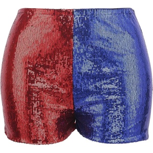 image:imageHDE Womens Plus Size Red Blue Sequin Shorts for Harley Misfit Halloween CostumeRed and Blue
