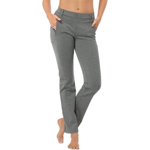 image:imageHDE Yoga Dress Pants for Women Straight Leg Pull On Pants with 8 PocketsHeathered Charcoal