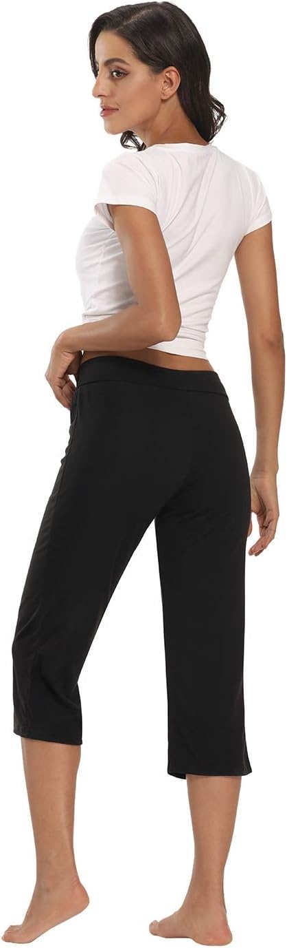 image:imageHDE Womens Sleepwear Capri Pajama Pants Sleep Capris Cropped Lounge Bottoms S3XBlack