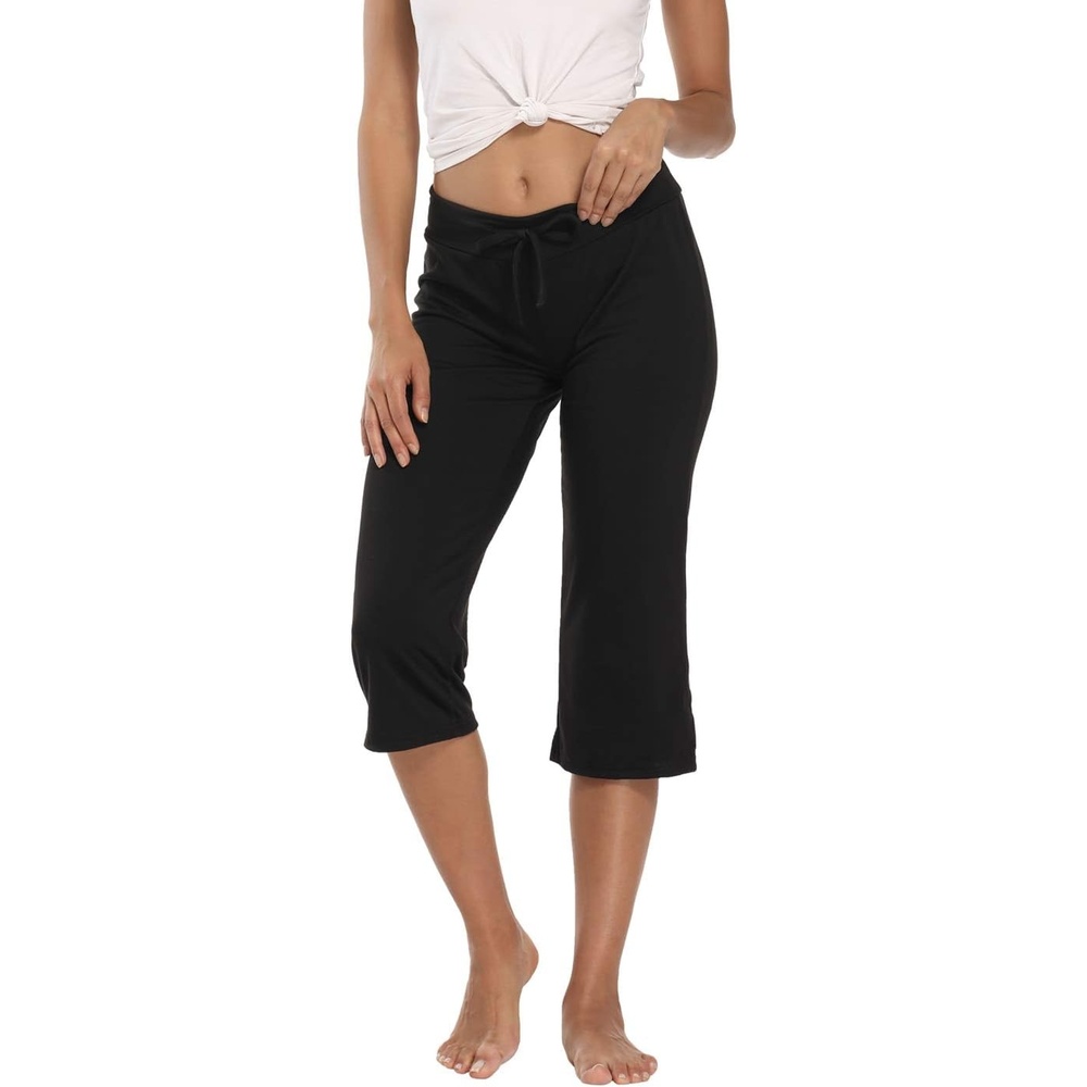 image:imageHDE Womens Sleepwear Capri Pajama Pants Sleep Capris Cropped Lounge Bottoms S3XBlack