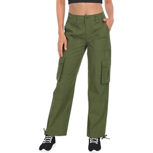 image:imageHDE Womens Cargo Pants High Waisted Baggy Y2K Streetwear Pant with 6 PocketsArmy Green