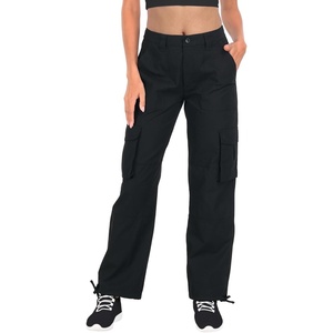 image:imageHDE Womens Cargo Pants High Waisted Baggy Y2K Streetwear Pant with 6 PocketsBlack