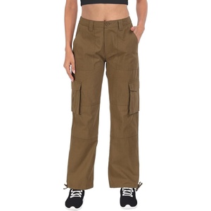 image:imageHDE Womens Cargo Pants High Waisted Baggy Y2K Streetwear Pant with 6 PocketsBrown
