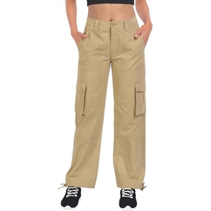 image:imageHDE Womens Cargo Pants High Waisted Baggy Y2K Streetwear Pant with 6 PocketsKhaki