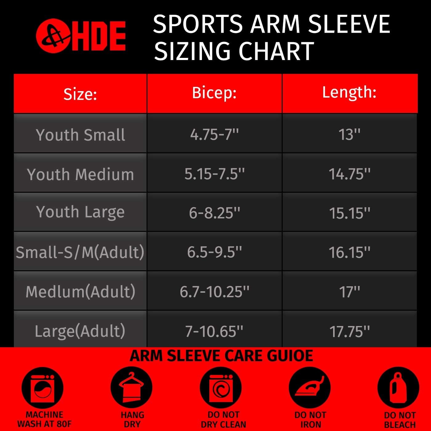 image:imageHDE Arm Sleeves for Men Women Sports Compression Sleeve UV Protection Cooling Arm Cover Basketball Baseball Football PairRed