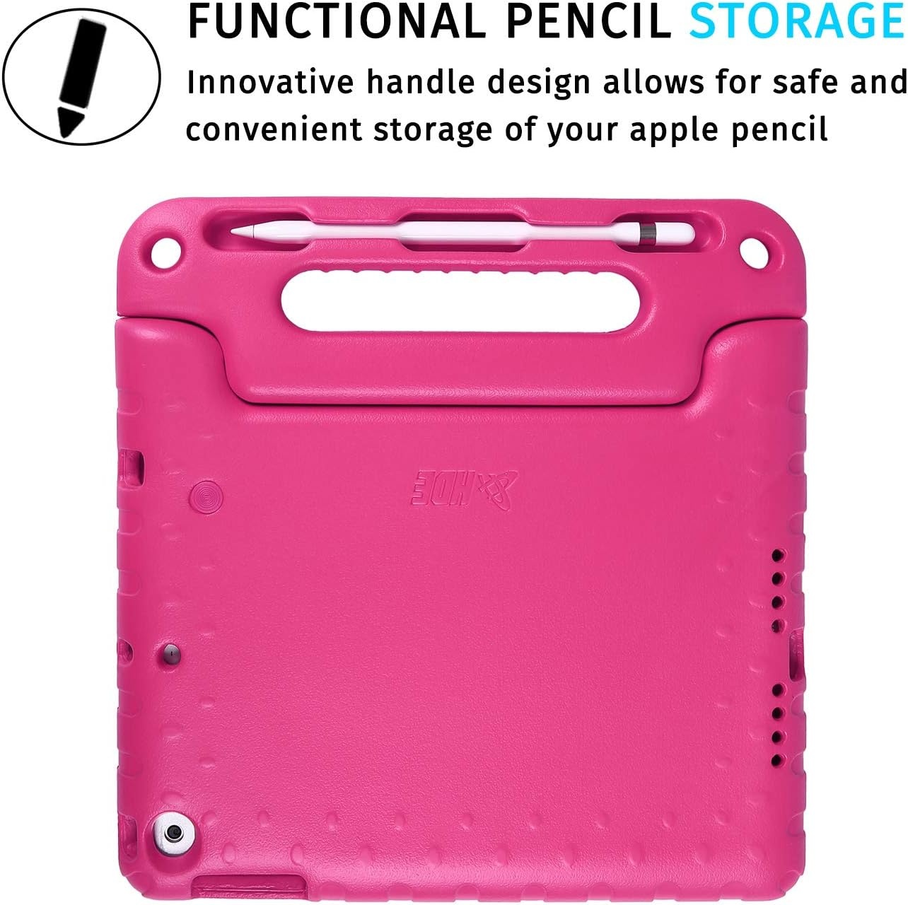 image:imageHDE Case for iPad 9th Generation 102 inch for Kids with Builtin Screen Protector Shockproof Cover with Handle Stand fits 2021 9th Gen 2020 8th 2019 7th Models BlackPink