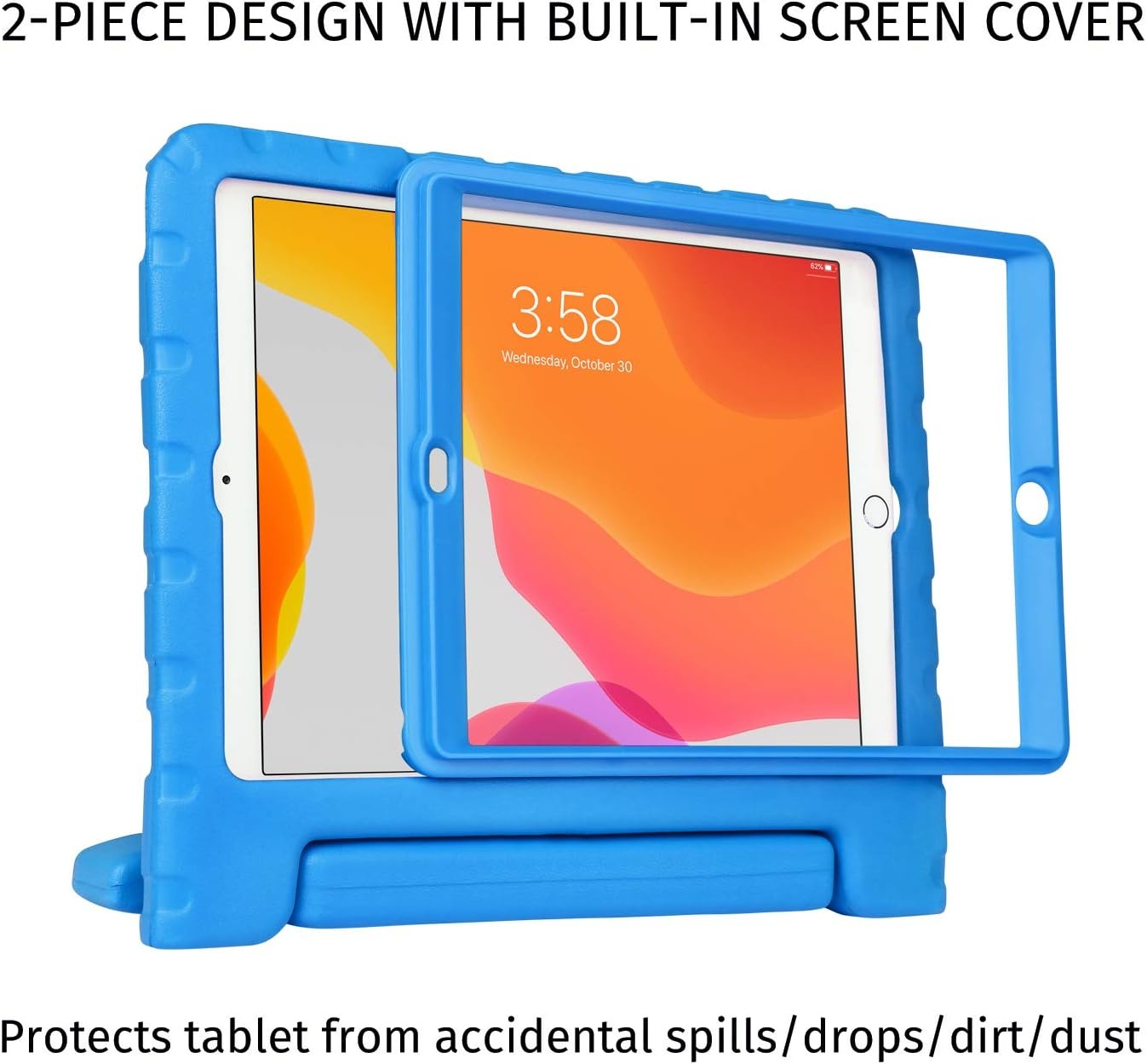 image:imageHDE Case for iPad 9th Generation 102 inch for Kids with Builtin Screen Protector Shockproof Cover with Handle Stand fits 2021 9th Gen 2020 8th 2019 7th Models BlackBlue