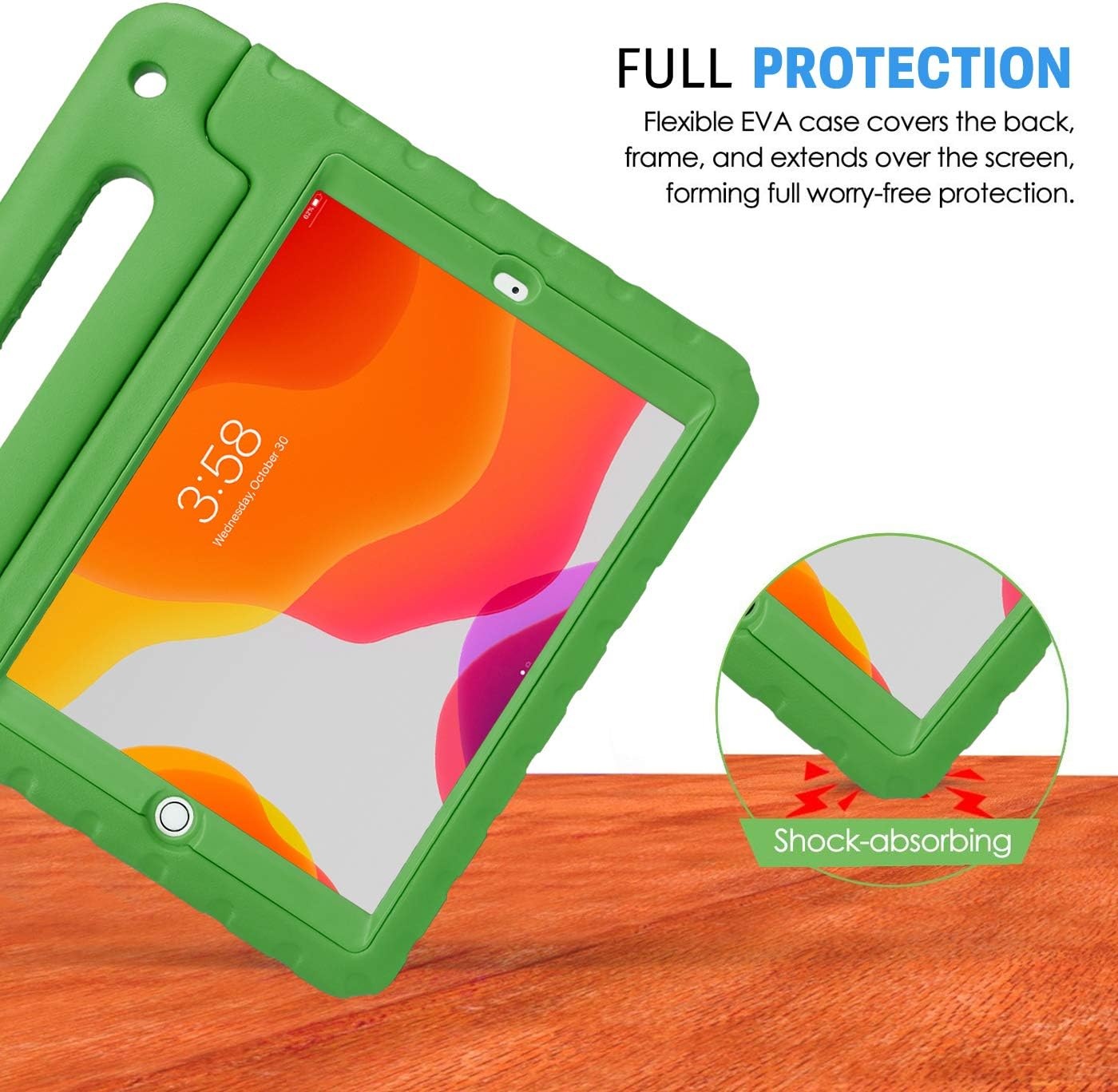image:imageHDE Case for iPad 9th Generation 102 inch for Kids with Builtin Screen Protector Shockproof Cover with Handle Stand fits 2021 9th Gen 2020 8th 2019 7th Models BlackGreen