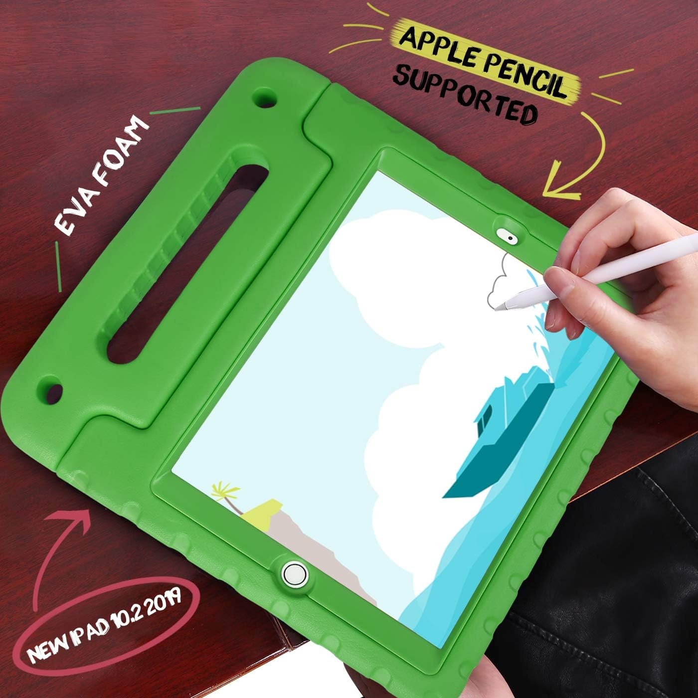 image:imageHDE Case for iPad 9th Generation 102 inch for Kids with Builtin Screen Protector Shockproof Cover with Handle Stand fits 2021 9th Gen 2020 8th 2019 7th Models BlackGreen