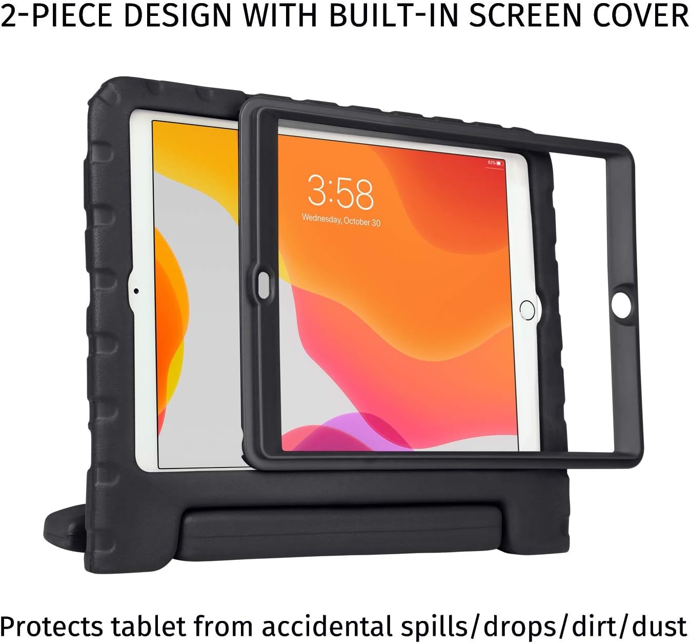 image:imageHDE Case for iPad 9th Generation 102 inch for Kids with Builtin Screen Protector Shockproof Cover with Handle Stand fits 2021 9th Gen 2020 8th 2019 7th Models BlackBlack