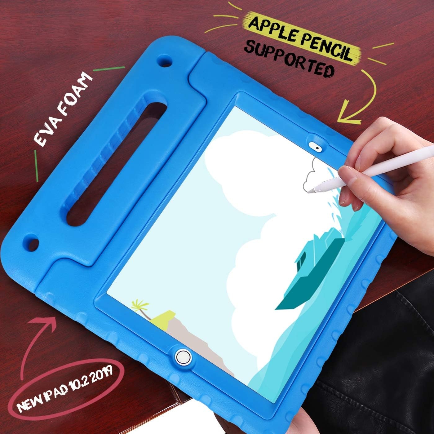 image:imageHDE Case for iPad 9th Generation 102 inch for Kids with Builtin Screen Protector Shockproof Cover with Handle Stand fits 2021 9th Gen 2020 8th 2019 7th Models BlackBlue