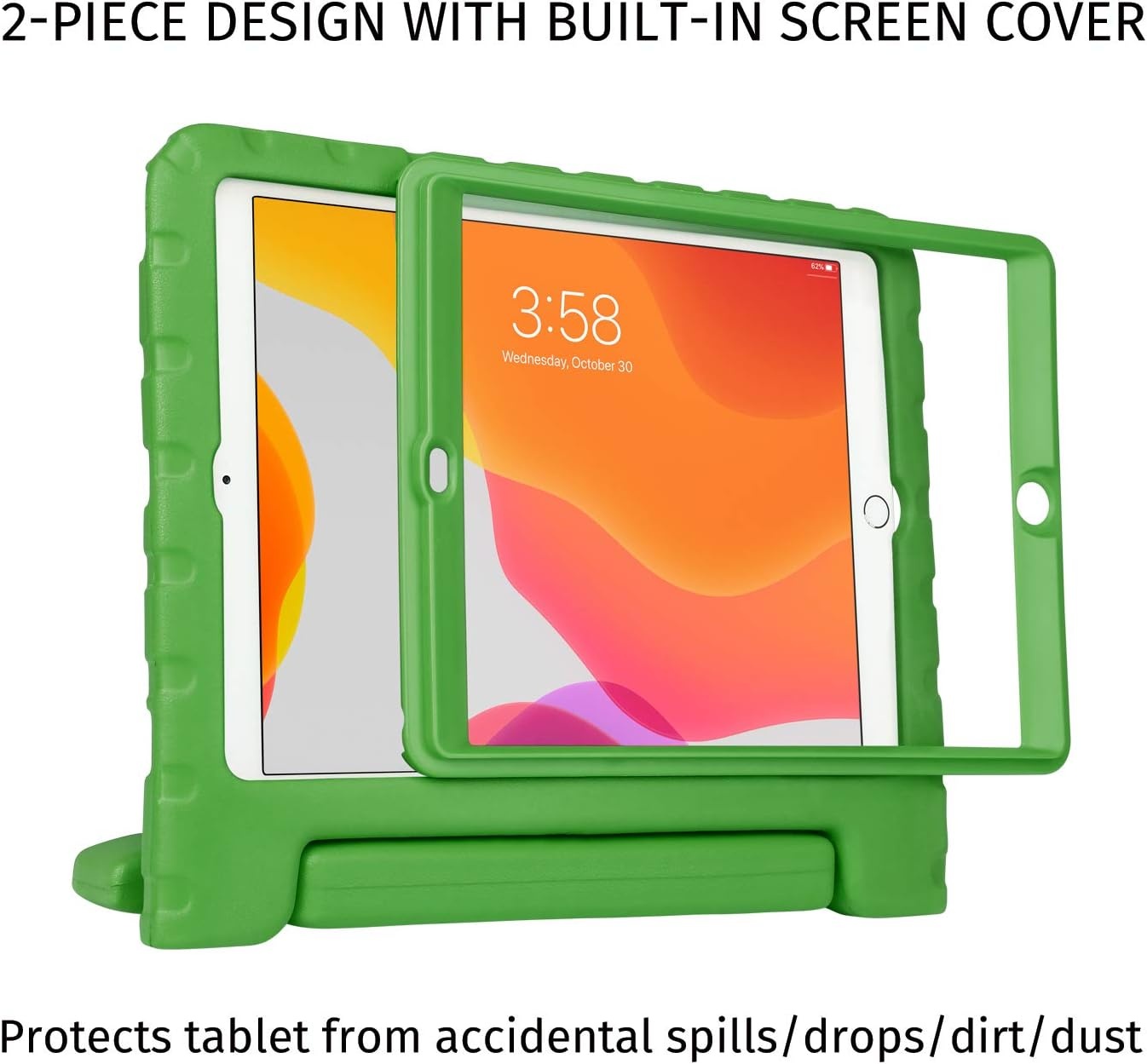 image:imageHDE Case for iPad 9th Generation 102 inch for Kids with Builtin Screen Protector Shockproof Cover with Handle Stand fits 2021 9th Gen 2020 8th 2019 7th Models BlackGreen