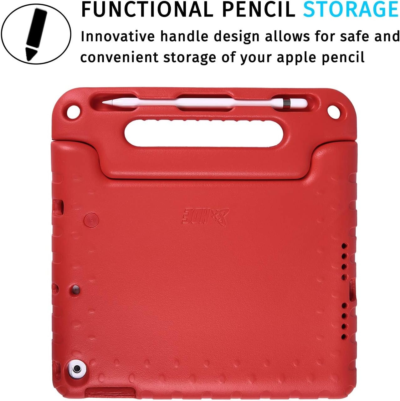 image:imageHDE Case for iPad 9th Generation 102 inch for Kids with Builtin Screen Protector Shockproof Cover with Handle Stand fits 2021 9th Gen 2020 8th 2019 7th Models BlackRed