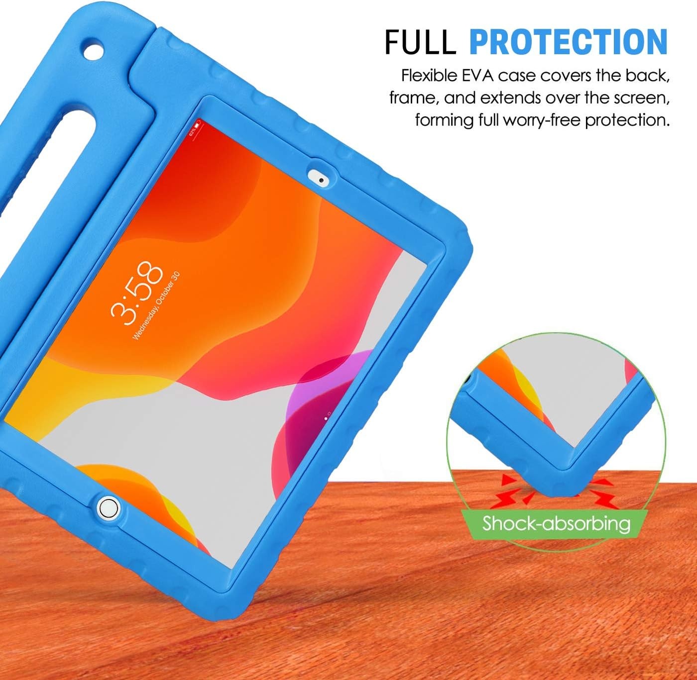 image:imageHDE Case for iPad 9th Generation 102 inch for Kids with Builtin Screen Protector Shockproof Cover with Handle Stand fits 2021 9th Gen 2020 8th 2019 7th Models BlackBlue