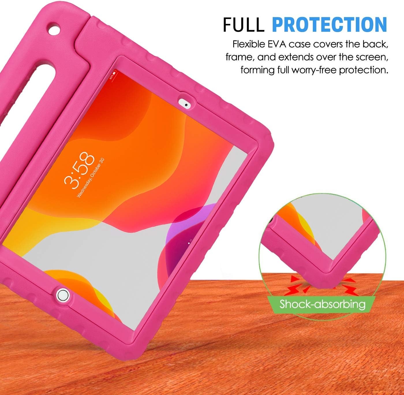 image:imageHDE Case for iPad 9th Generation 102 inch for Kids with Builtin Screen Protector Shockproof Cover with Handle Stand fits 2021 9th Gen 2020 8th 2019 7th Models BlackPink