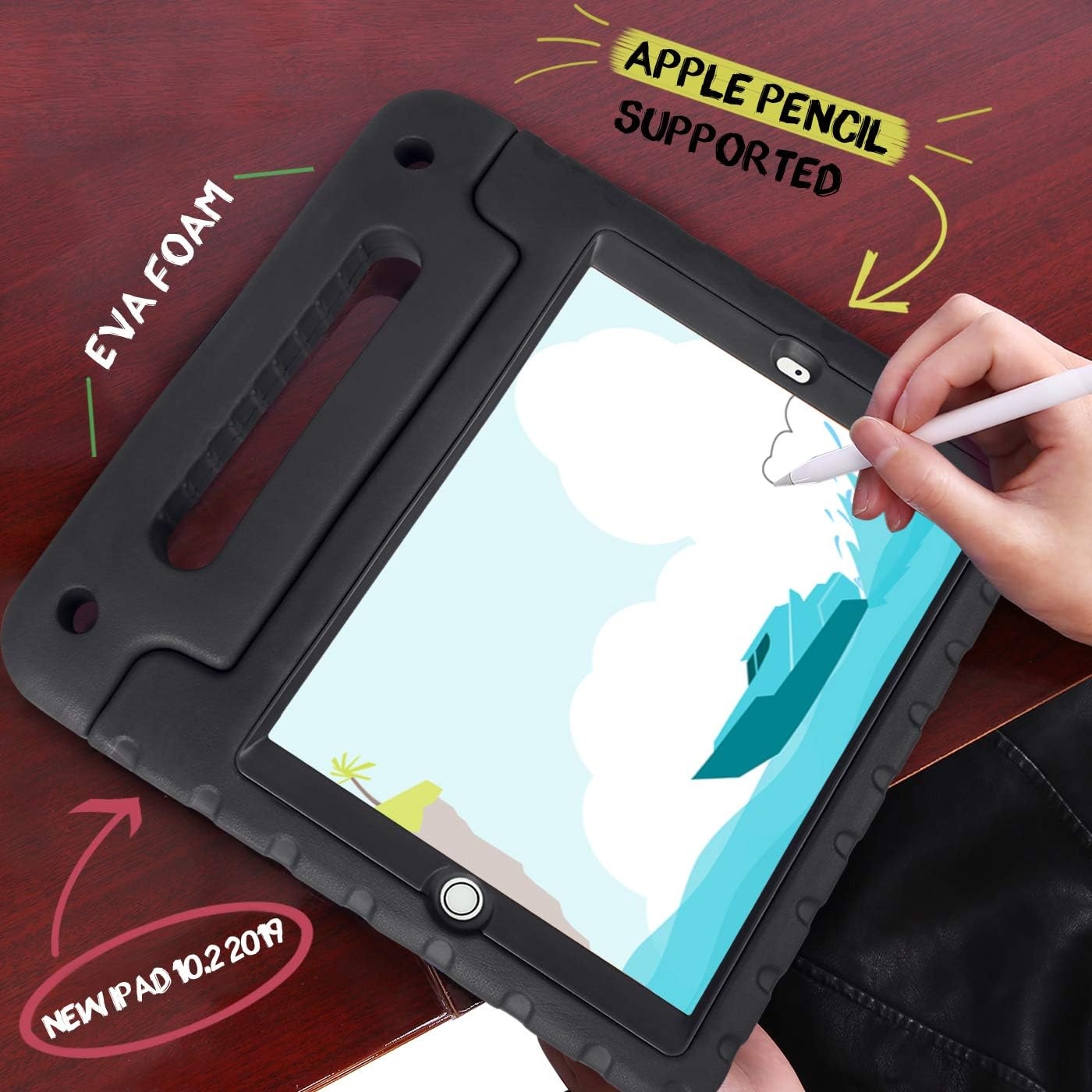 image:imageHDE Case for iPad 9th Generation 102 inch for Kids with Builtin Screen Protector Shockproof Cover with Handle Stand fits 2021 9th Gen 2020 8th 2019 7th Models BlackBlack