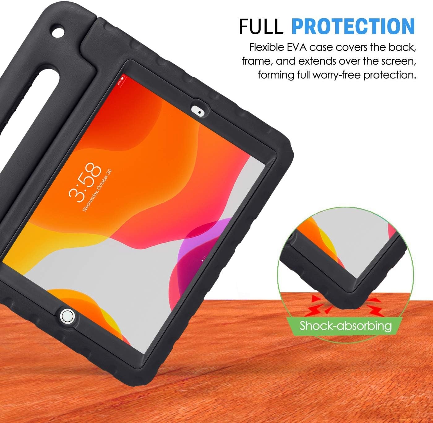 image:imageHDE Case for iPad 9th Generation 102 inch for Kids with Builtin Screen Protector Shockproof Cover with Handle Stand fits 2021 9th Gen 2020 8th 2019 7th Models BlackBlack