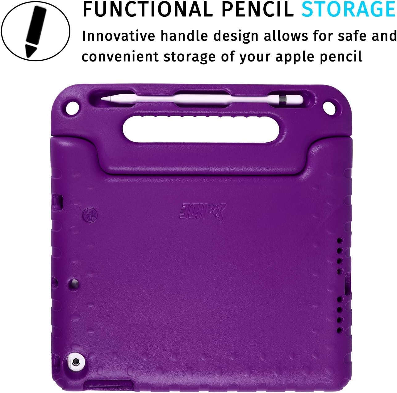 image:imageHDE Case for iPad 9th Generation 102 inch for Kids with Builtin Screen Protector Shockproof Cover with Handle Stand fits 2021 9th Gen 2020 8th 2019 7th Models BlackPurple Pink