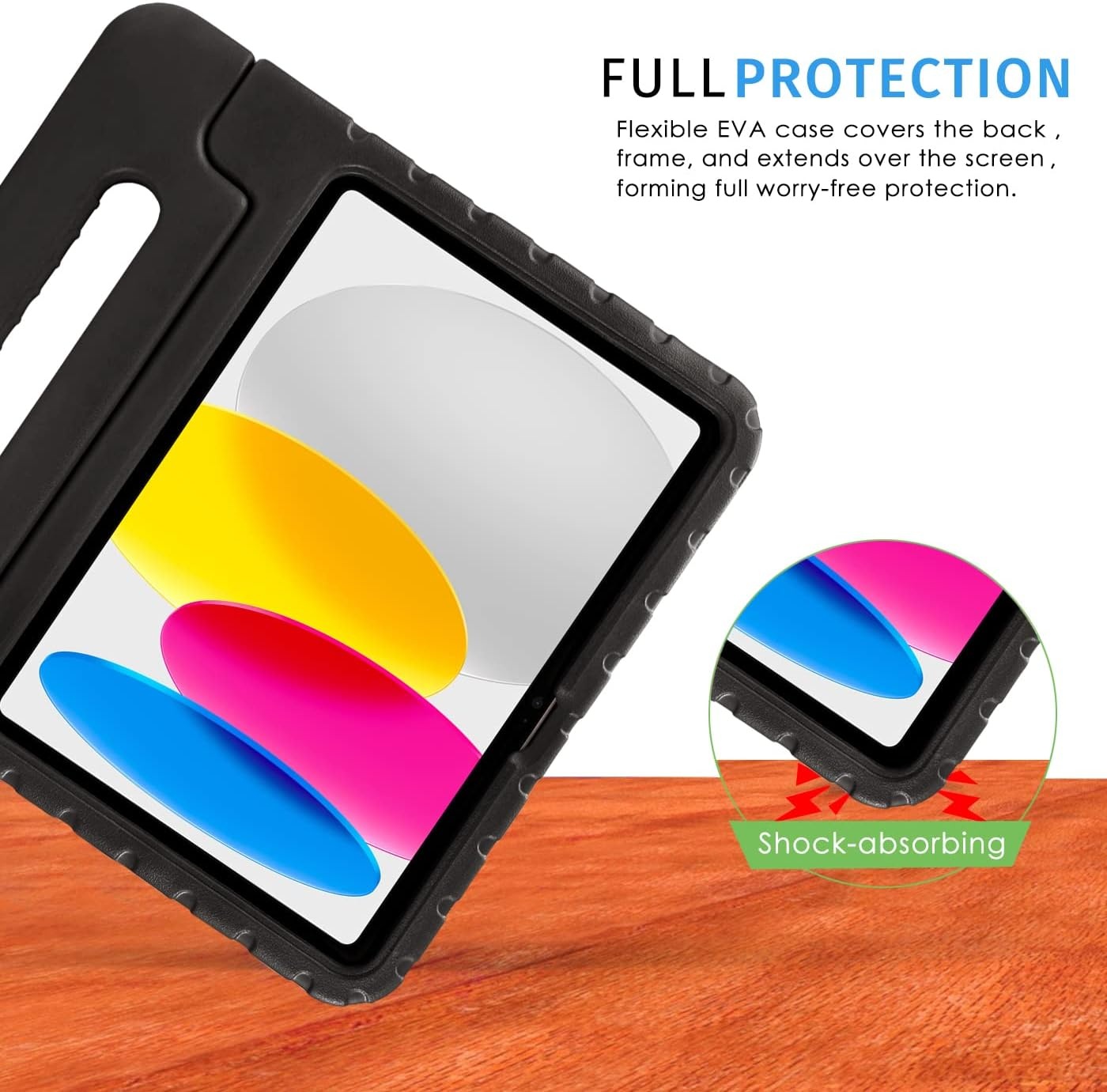 image:imageHDE Kids Case for iPad 10th Gen 11th Gen 109 inch Shockproof Cover with Pencil Holder Anti Slip Handle Multi Angle Viewing BlackBlack