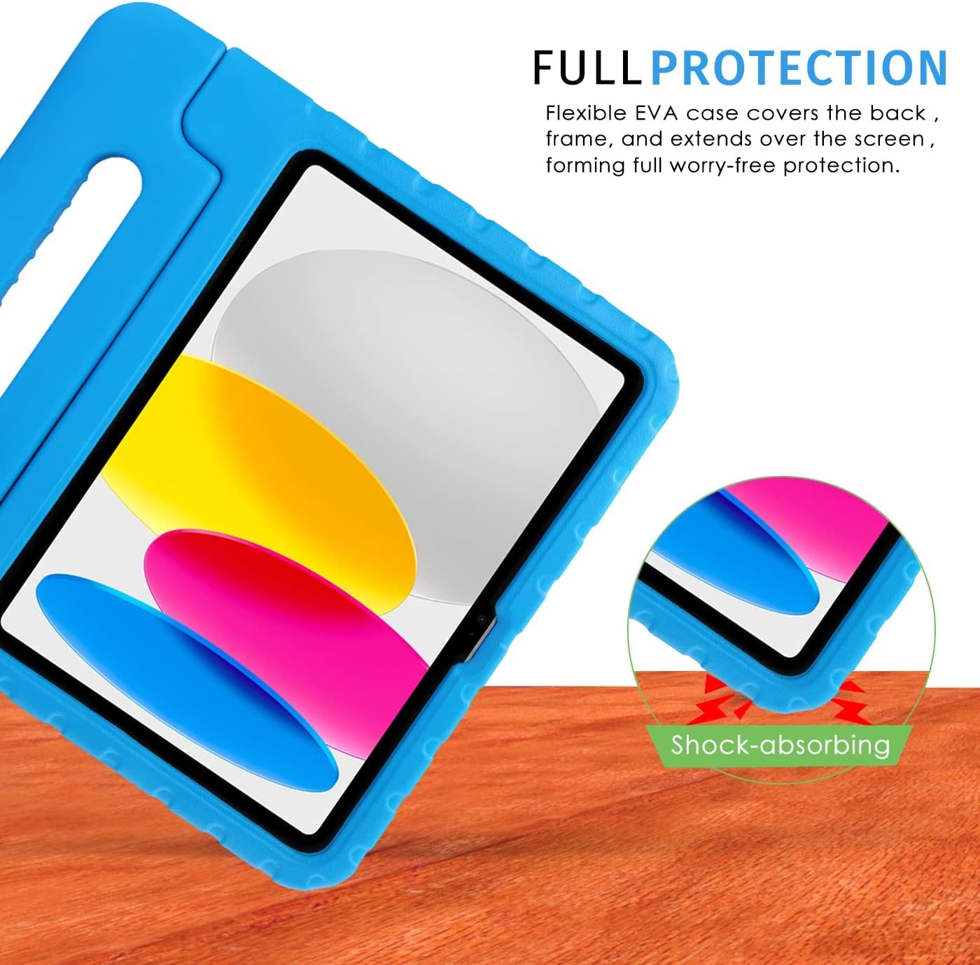 image:imageHDE Kids Case for iPad 10th Gen 11th Gen 109 inch Shockproof Cover with Pencil Holder Anti Slip Handle Multi Angle Viewing BlackBlue
