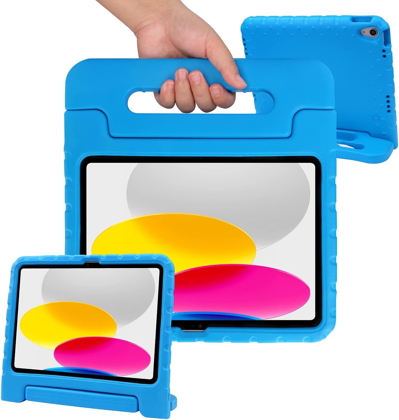 image:imageHDE Kids Case for iPad 10th Gen 11th Gen 109 inch Shockproof Cover with Pencil Holder Anti Slip Handle Multi Angle Viewing BlackBlue