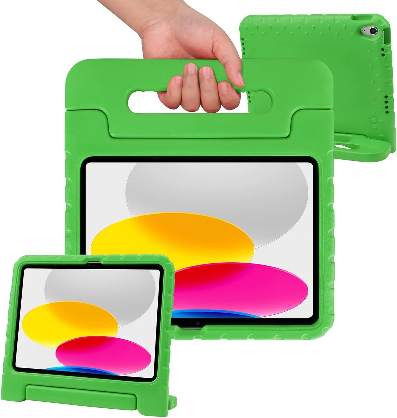 image:imageHDE Kids Case for iPad 10th Gen 11th Gen 109 inch Shockproof Cover with Pencil Holder Anti Slip Handle Multi Angle Viewing BlackGreen