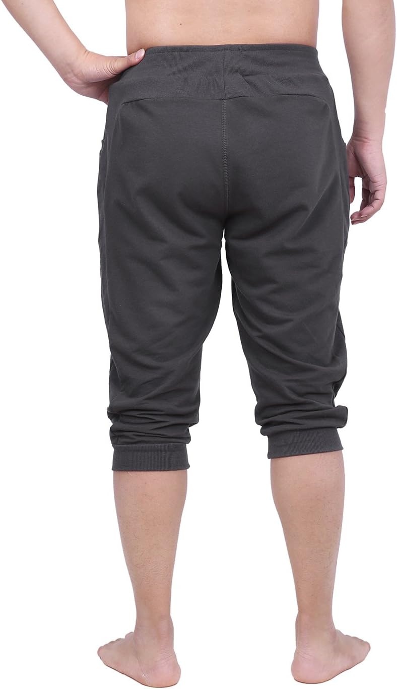 image:imageHDE Mens 34 Pants Workout Jogger Yoga Capri Shorts with Pockets for RunningCharcoal