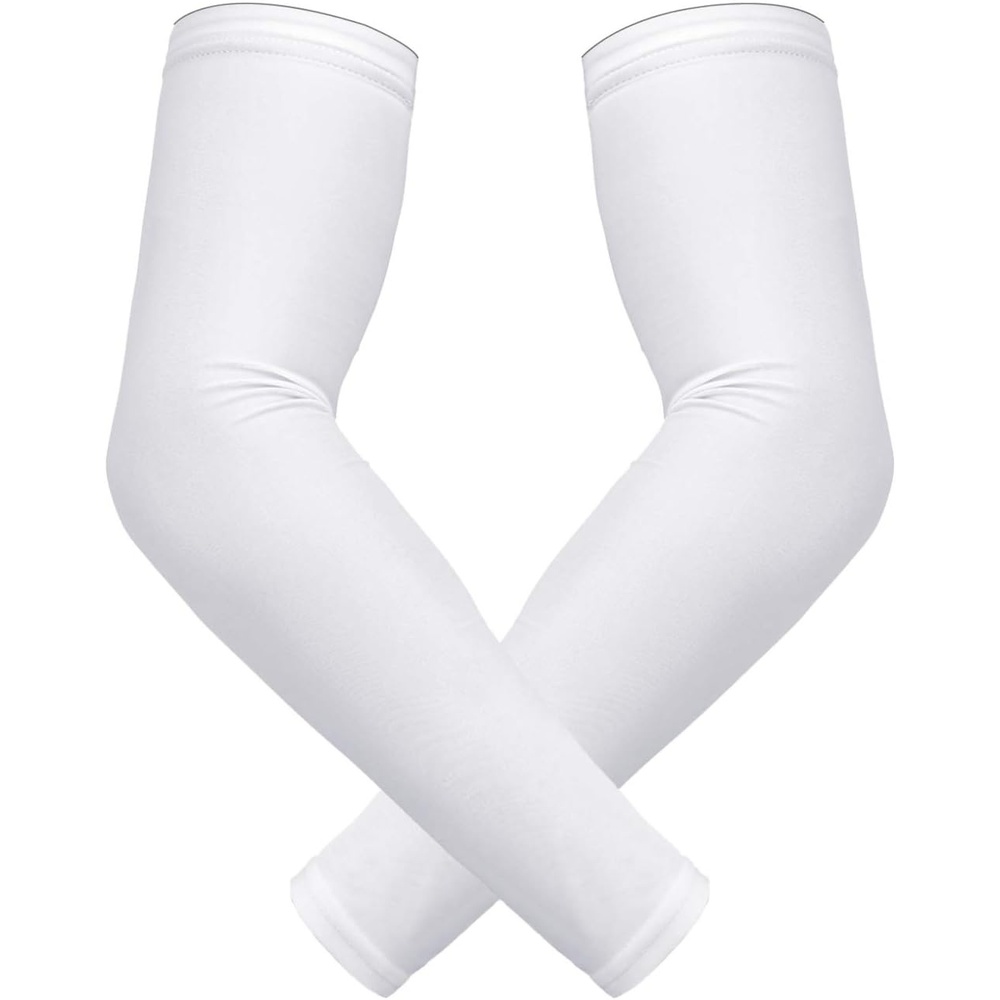 image:imageHDE Arm Sleeves for Men Women Sports Compression Sleeve UV Protection Cooling Arm Cover Basketball Baseball Football PairWhite
