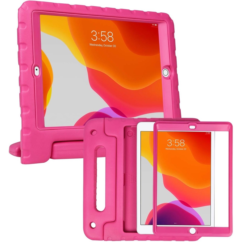image:imageHDE Case for iPad 9th Generation 102 inch for Kids with Builtin Screen Protector Shockproof Cover with Handle Stand fits 2021 9th Gen 2020 8th 2019 7th Models BlackPink