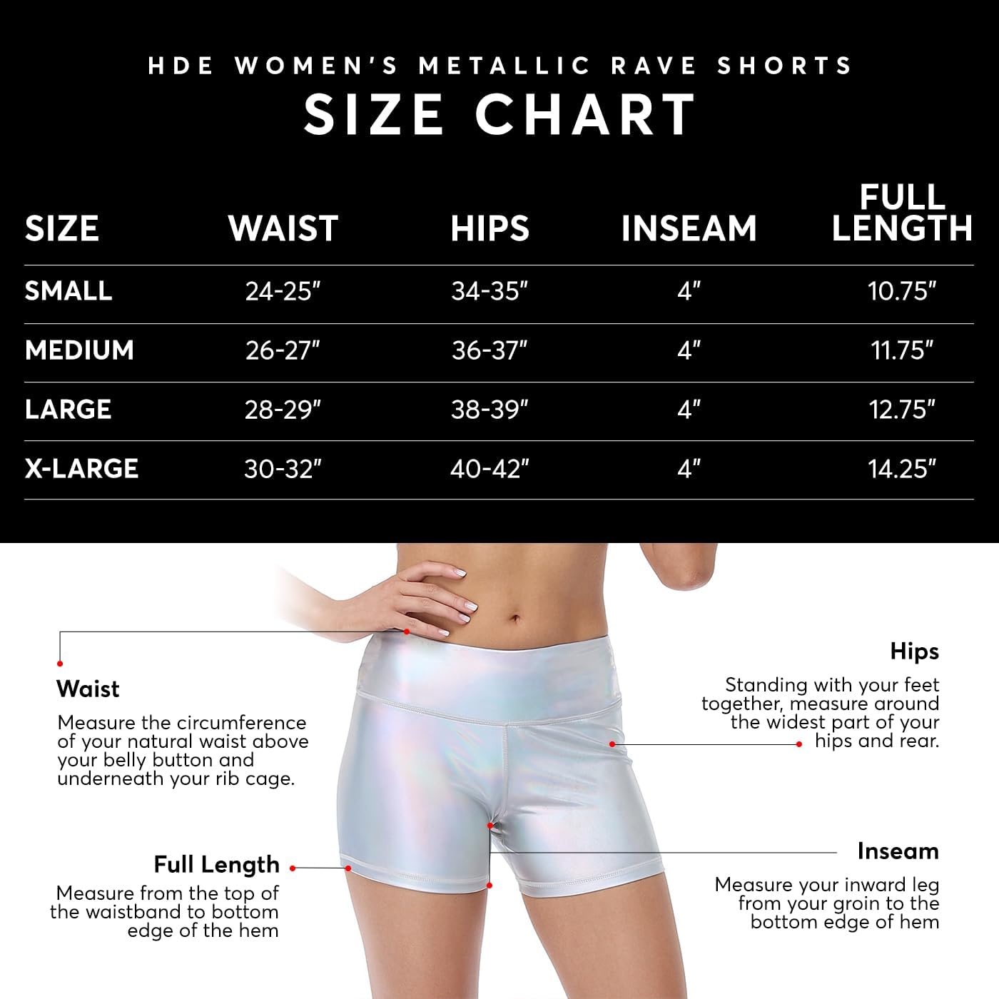 image:imageHDE Shiny Metallic High Waisted Rave Shorts Festival Disco Dance Workout ShortsShiny Black