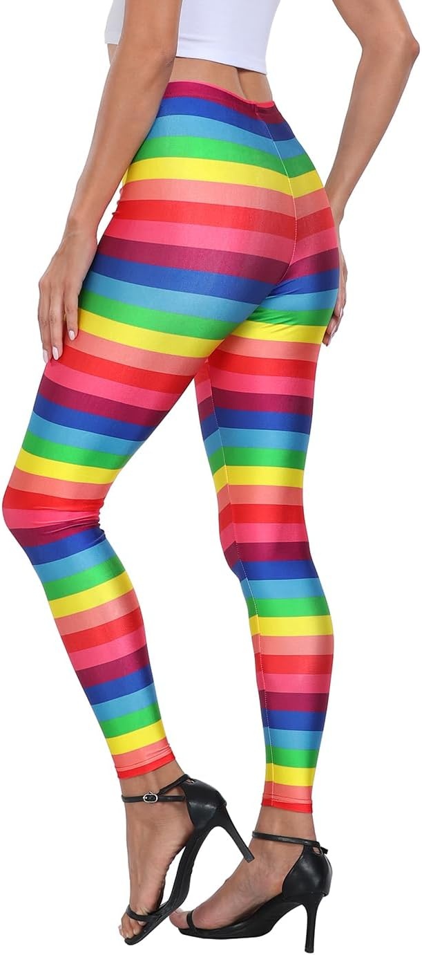 image:imageHDE Trendy Design Workout Leggings Fun Fashion Graphic Printed Cute PatternsA Rainbow Stripes