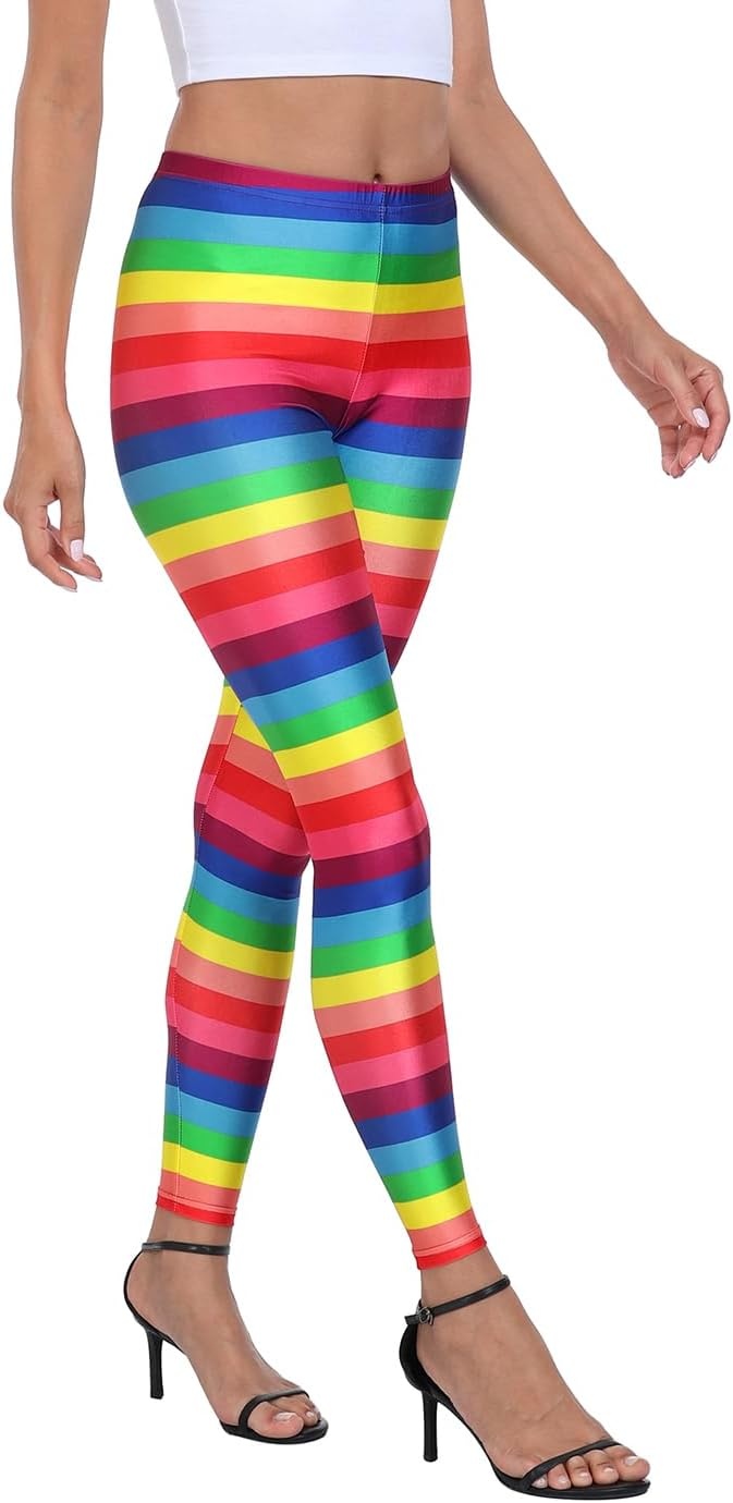 image:imageHDE Trendy Design Workout Leggings Fun Fashion Graphic Printed Cute PatternsA Rainbow Stripes