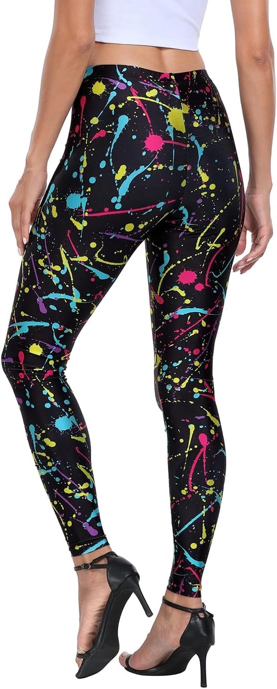 image:imageHDE Trendy Design Workout Leggings Fun Fashion Graphic Printed Cute PatternsB Paint Splatter