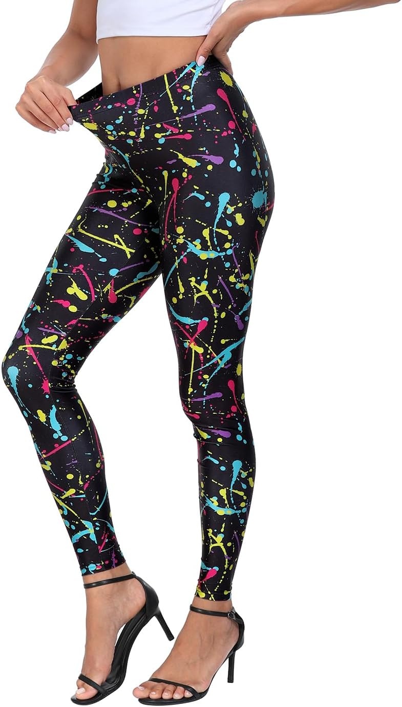 image:imageHDE Trendy Design Workout Leggings Fun Fashion Graphic Printed Cute PatternsB Paint Splatter